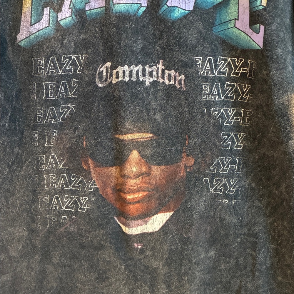 Eazy-E Compton Ruthless records hip hop rapper distressed dark gray wash t-shirt - Picture 4 of 10